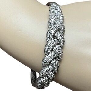HSN Victoria Wieck‎ Round Cut Cubic Zirconia "Braided" Bangle Bracelet